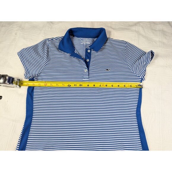 Vineyard Vines Performance Dress Women's Medium white blue stripe shirt style - Picture 6 of 16